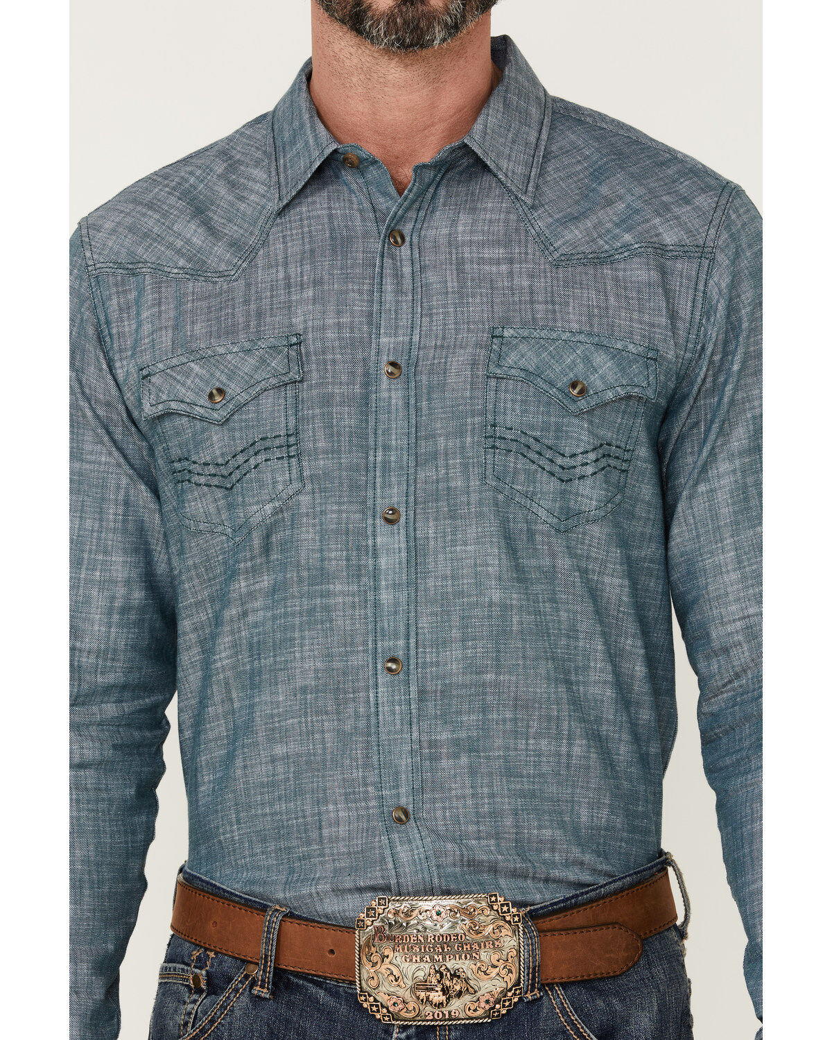 Image #3 - Cody James Men's Hotspot Solid Long Sleeve Snap Western Shirt, Blue, hi-res