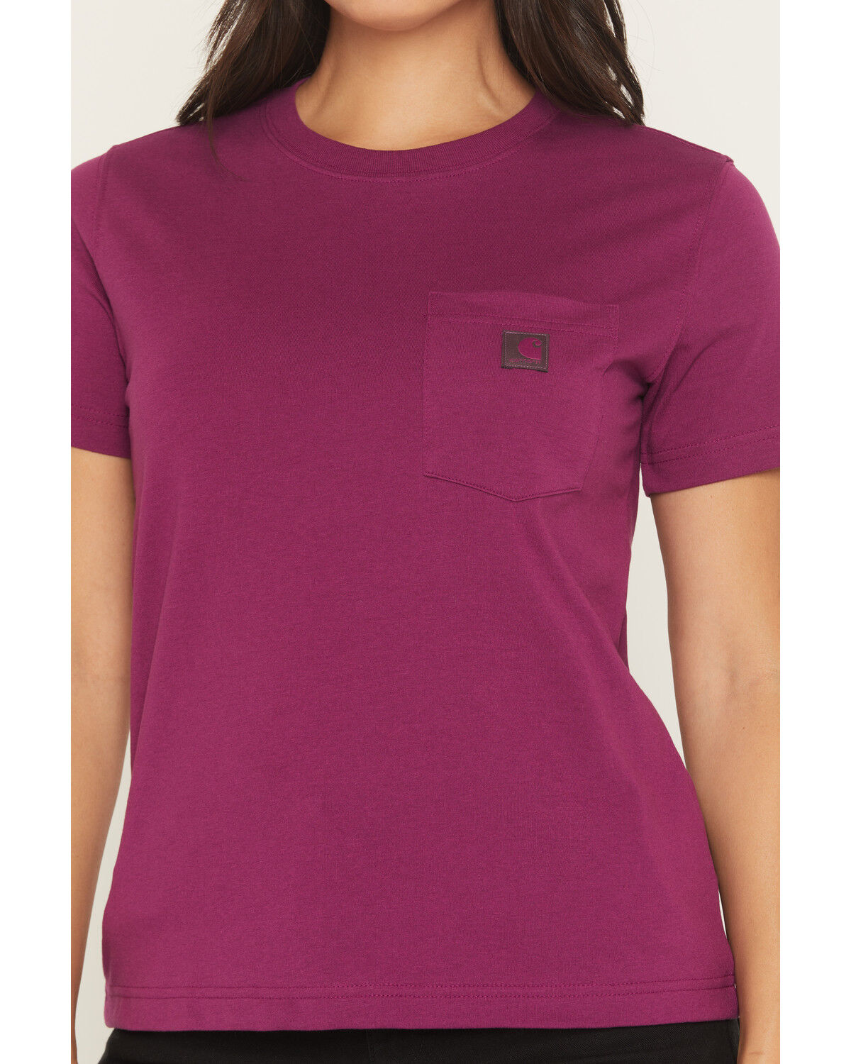 Image #3 - Carhartt Women's Relaxed Fit Lightweight Short Sleeve Pocket Tee, Maroon, hi-res