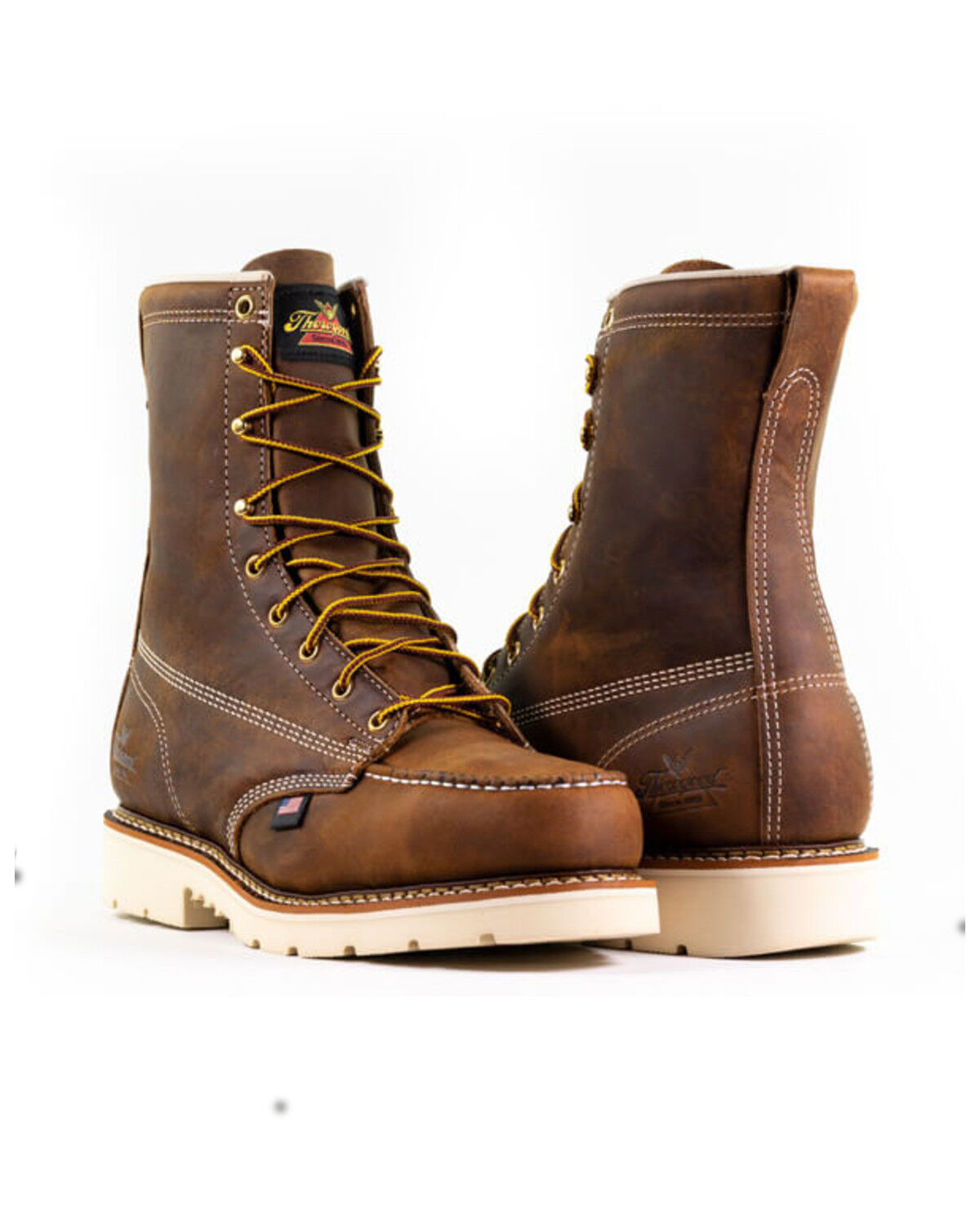Image #3 - Thorogood Men's American Heritage Classics 8" USA Work Boots - Steel Toe, Brown, hi-res