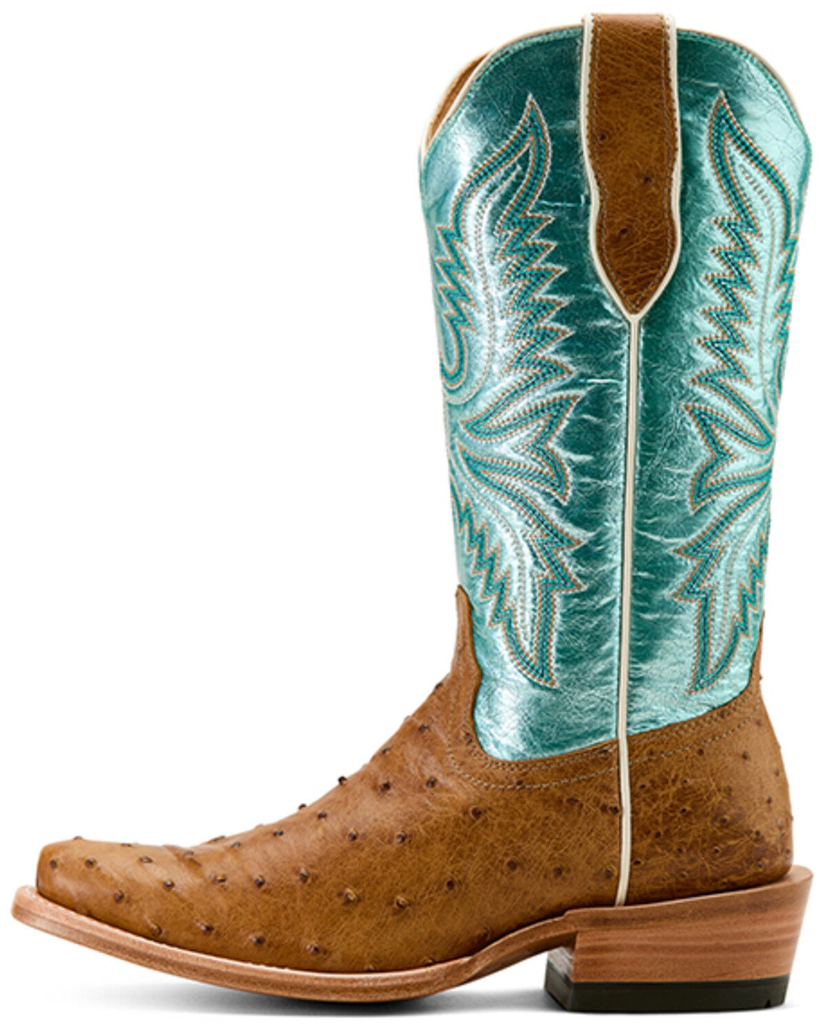 Image #2 - Ariat Women's Futurity Revival Exotic Ostrich Western Boots - Square Toe, Tan, hi-res