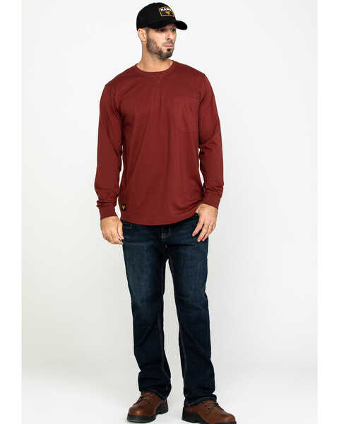 Image #6 - Hawx Men's Red Pocket Long Sleeve Work T-Shirt - Tall , , hi-res