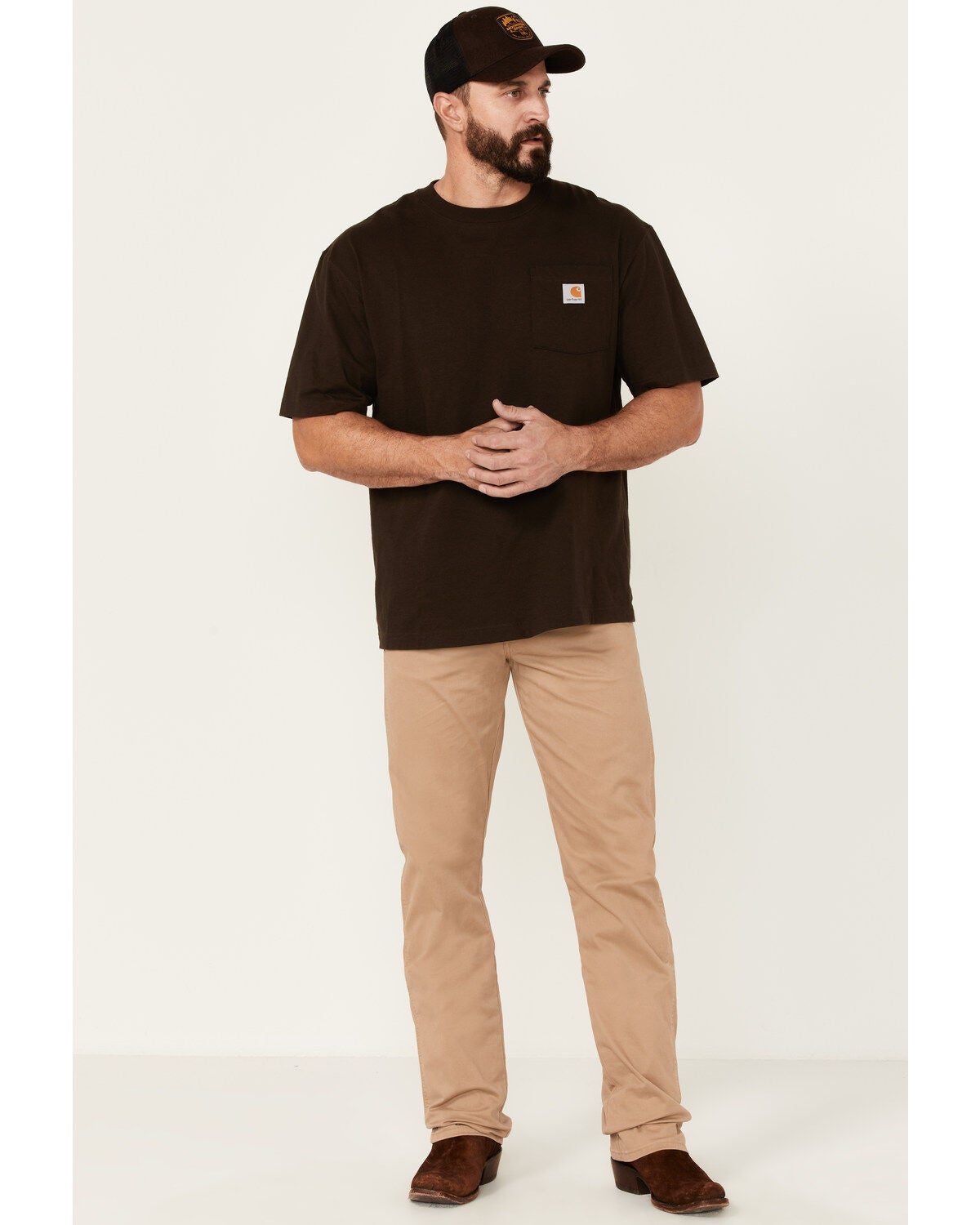 Wrangler Retro Men's Slim Stretch Straight Jeans, Light Brown, hi-res