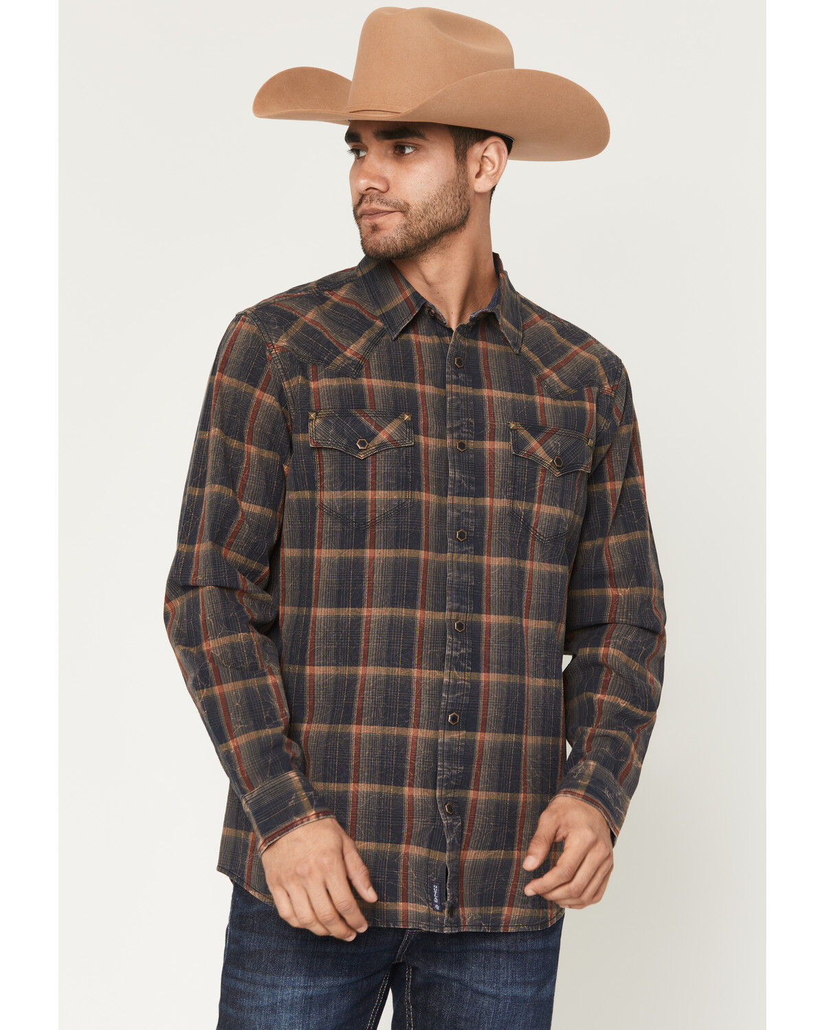 Image #2 - Moonshine Spirit Men's Richter Dobby Plaid Print Long Sleeve Snap Western Shirt, Multi, hi-res