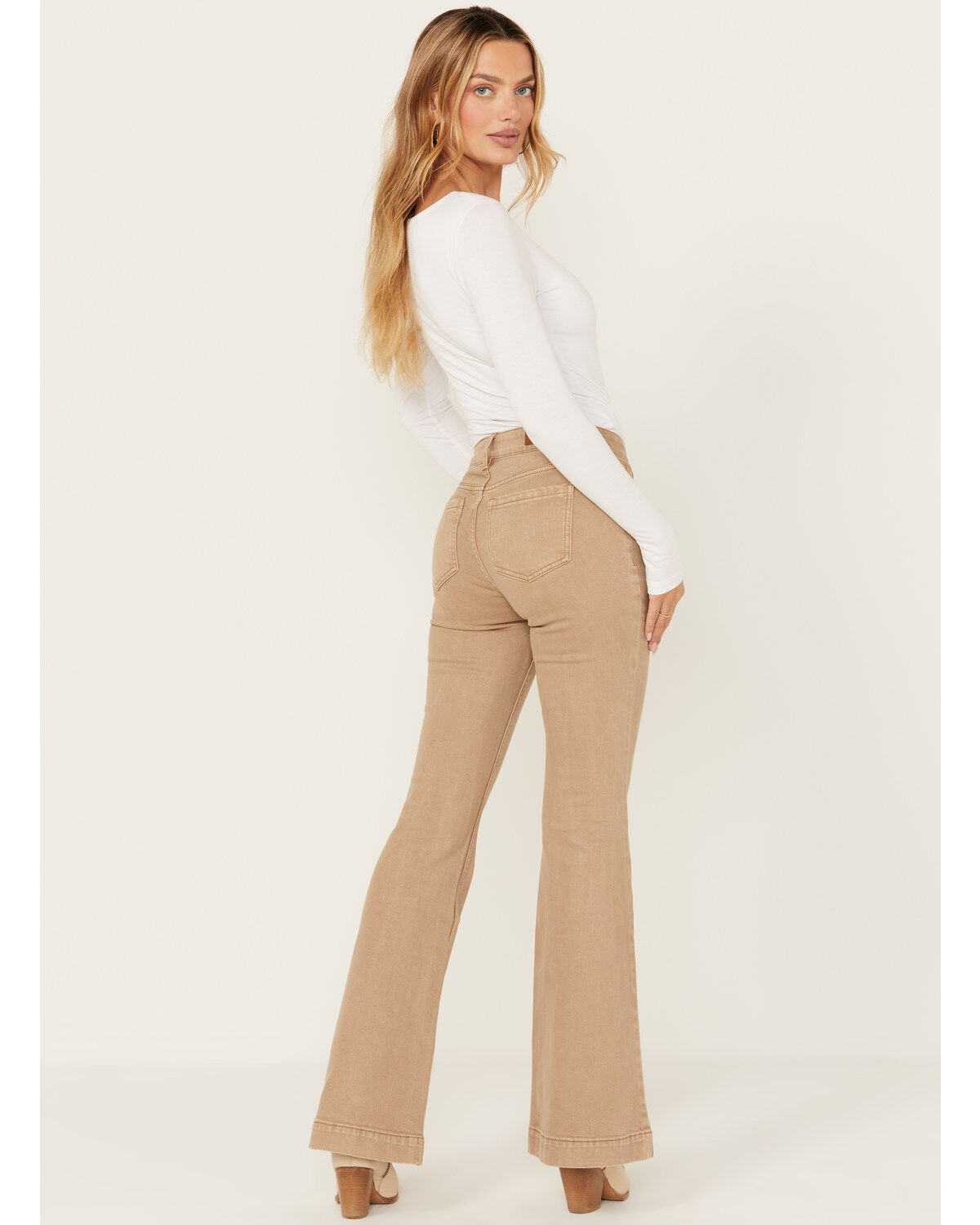 Image #3 - Shyanne Women's Tuffet High Rise Stretch Flare Jeans, Beige, hi-res