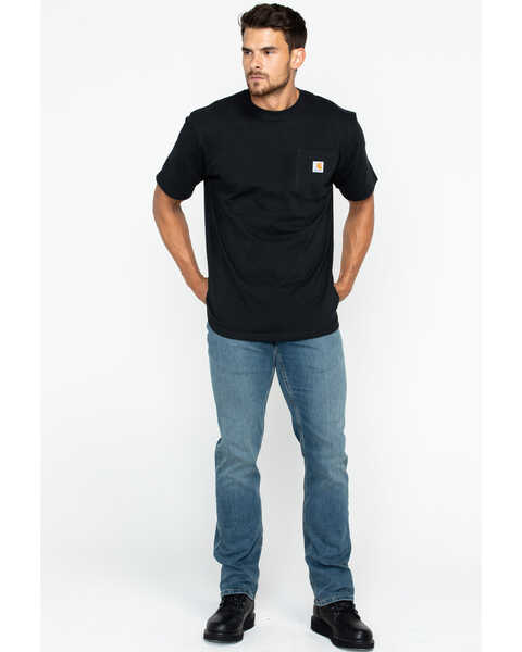 Carhartt Men's Loose Fit Heavyweight Logo Pocket Work T-Shirt, Black, hi-res
