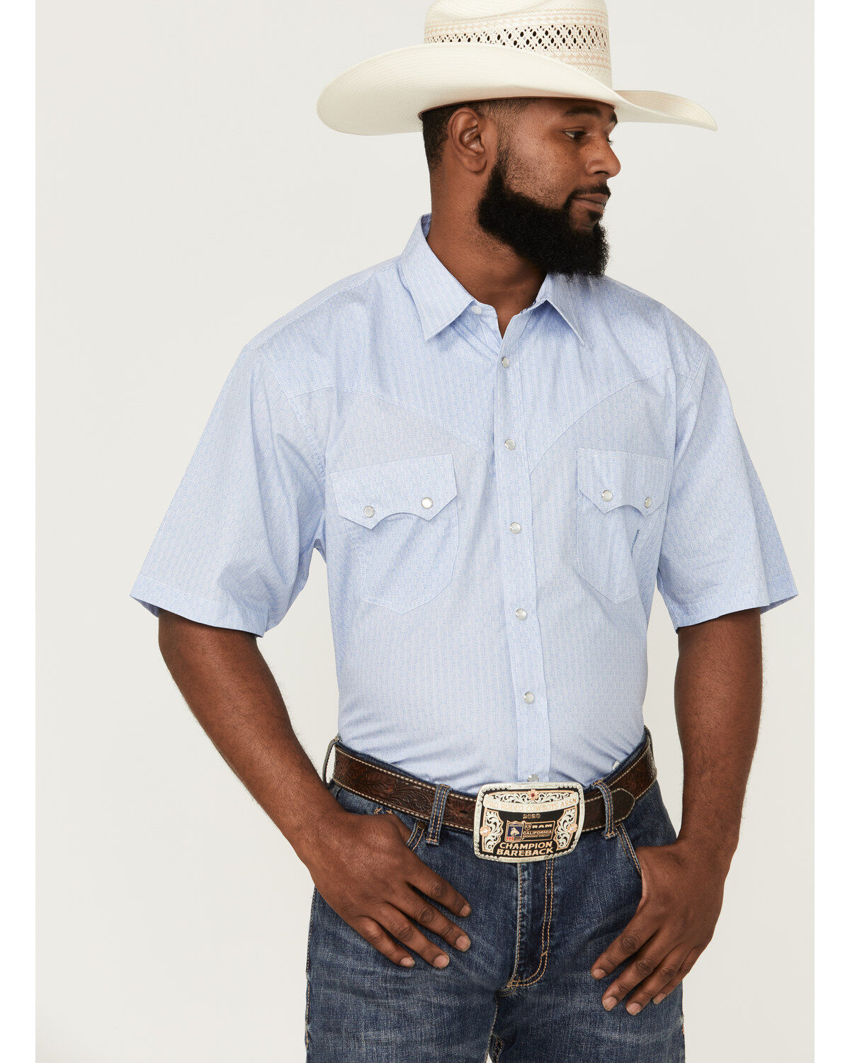 Image #1 - Resistol Men's Destin All-Over Print Short Sleeve Pearl Snap Western Shirt, , hi-res
