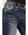 Image #4 - Miss Me Women's Dark Wash Mid Rise Geo Pocket 32" Bootcut Stretch Denim Jeans, Dark Wash, hi-res