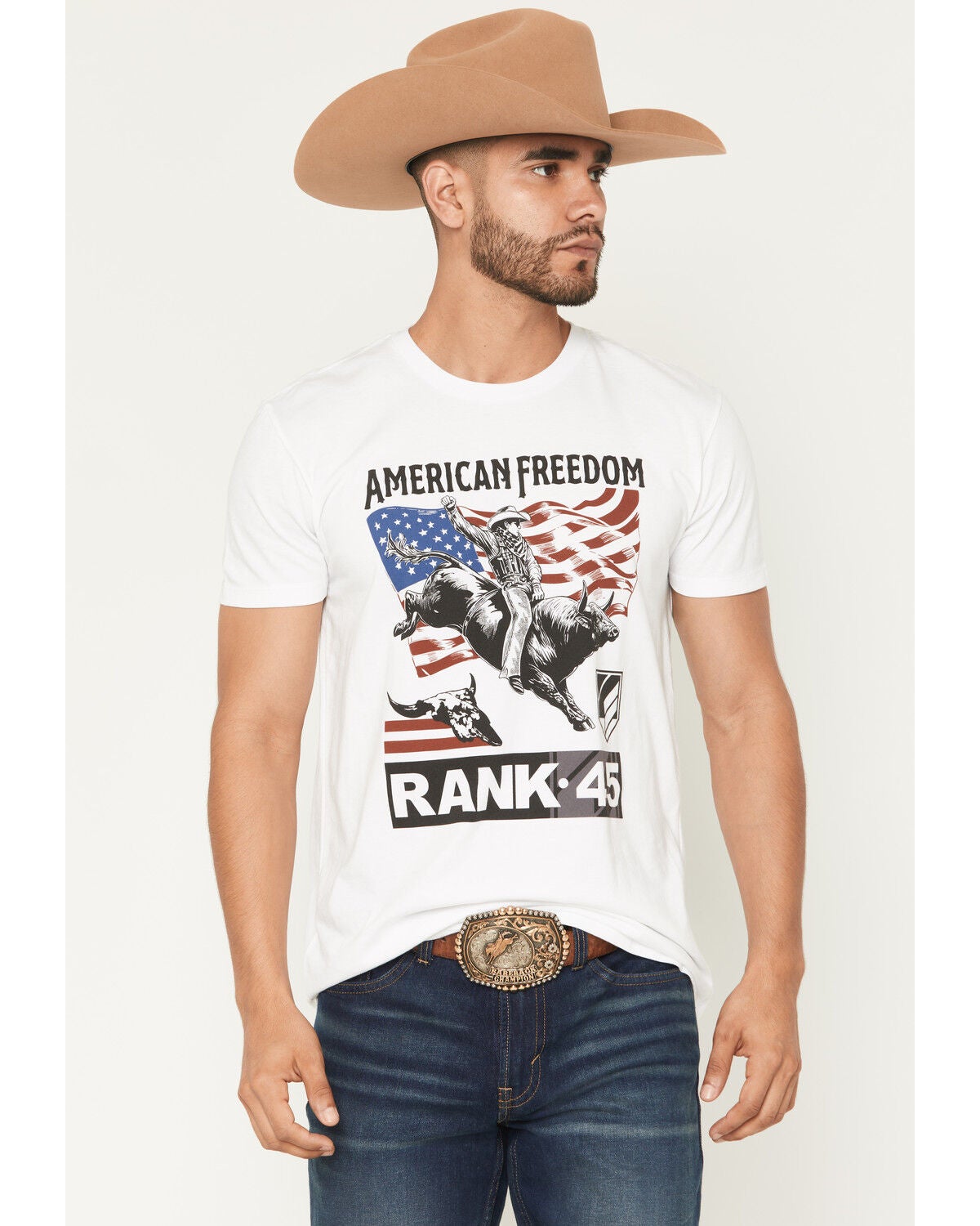 RANK 45&reg; Men's American Freedom Short Sleeve Graphic T-Shirt, White, hi-res