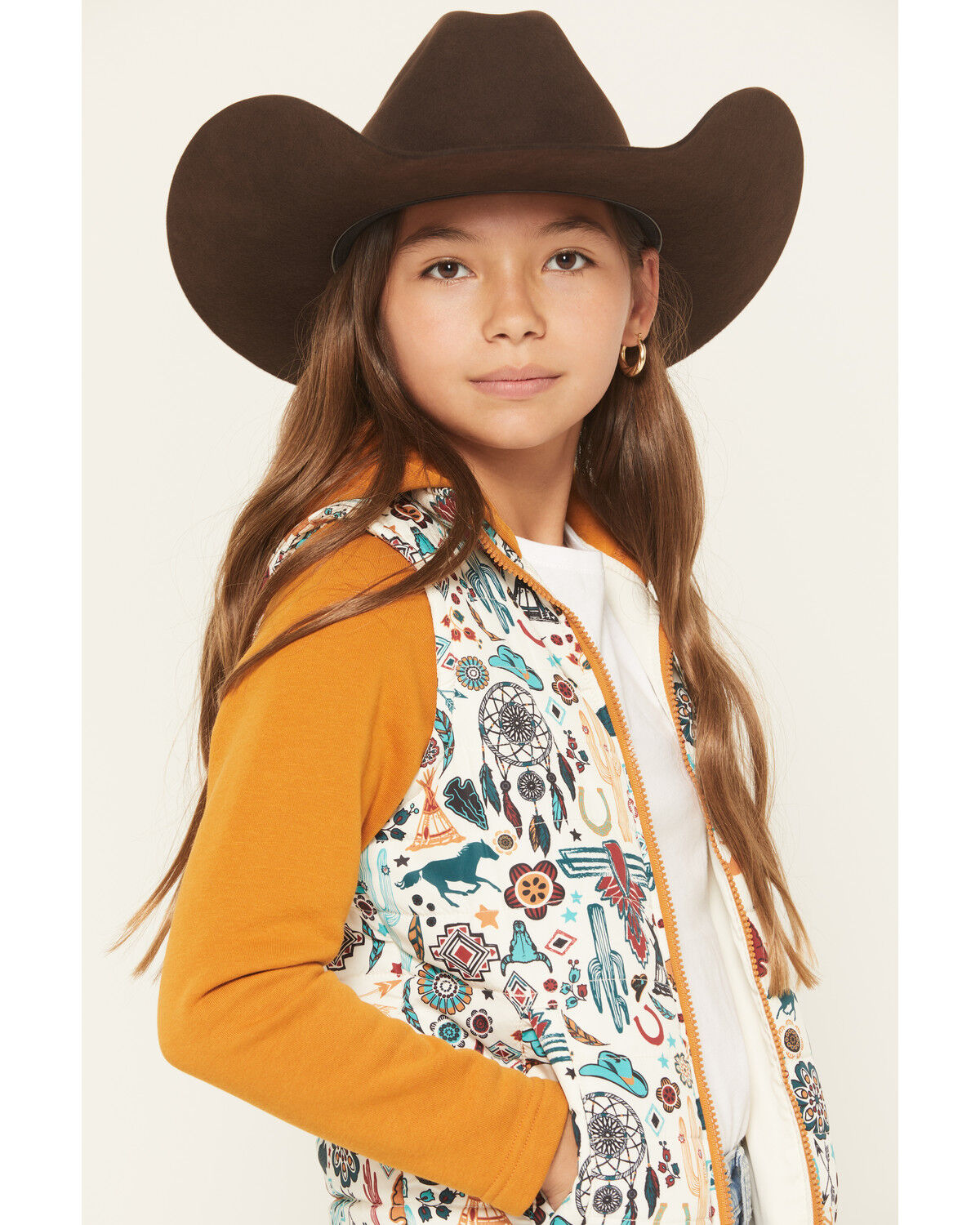 Image #2 - Cruel Girl Girls' Quilted Hybrid Hoodie and Vest, Gold, hi-res