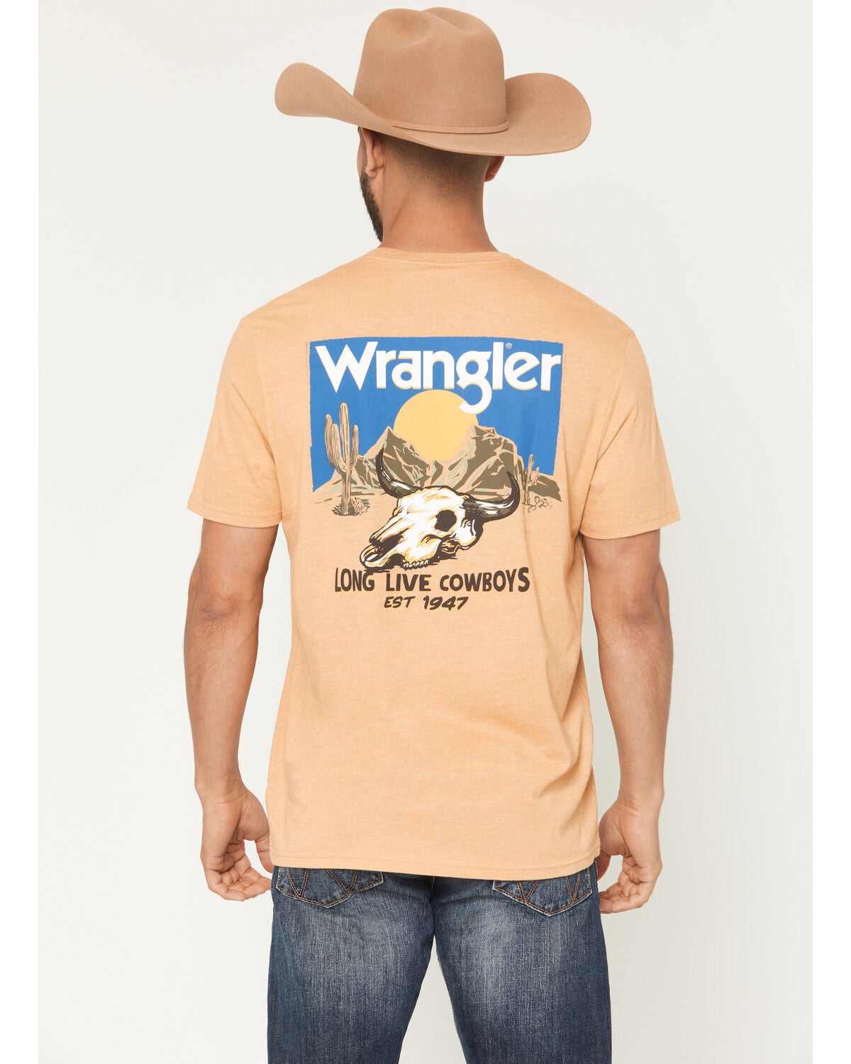 Wrangler Men's Long Live Cowboys Short Sleeve Graphic T-Shirt, Gold, hi-res