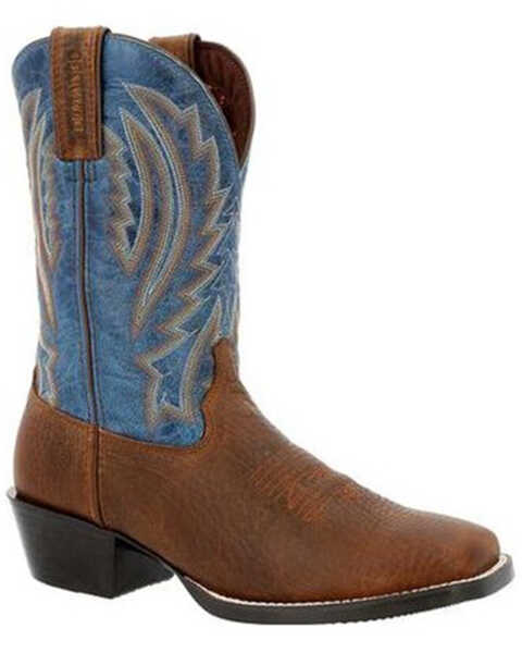 Durango Men's Westward Denim Western Performance Boots - Broad Square Toe, Brown/blue, hi-res