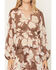 Image #3 - Shyanne Women's Floral Print Long Sleeve Chiffon Shirt, Brown, hi-res