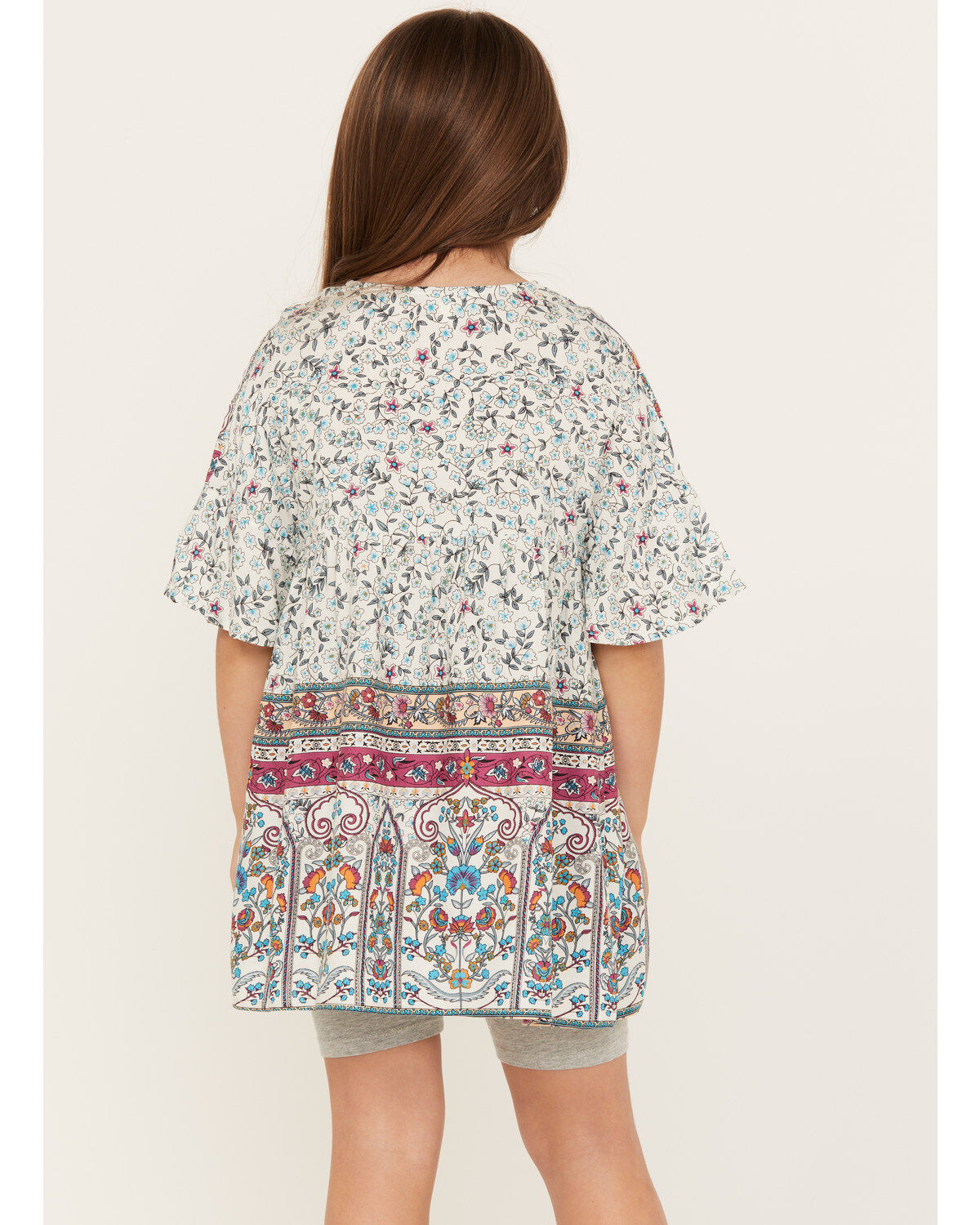 Image #4 - Hayden Girls' Printed Bell Sleeve Tunic, White, hi-res