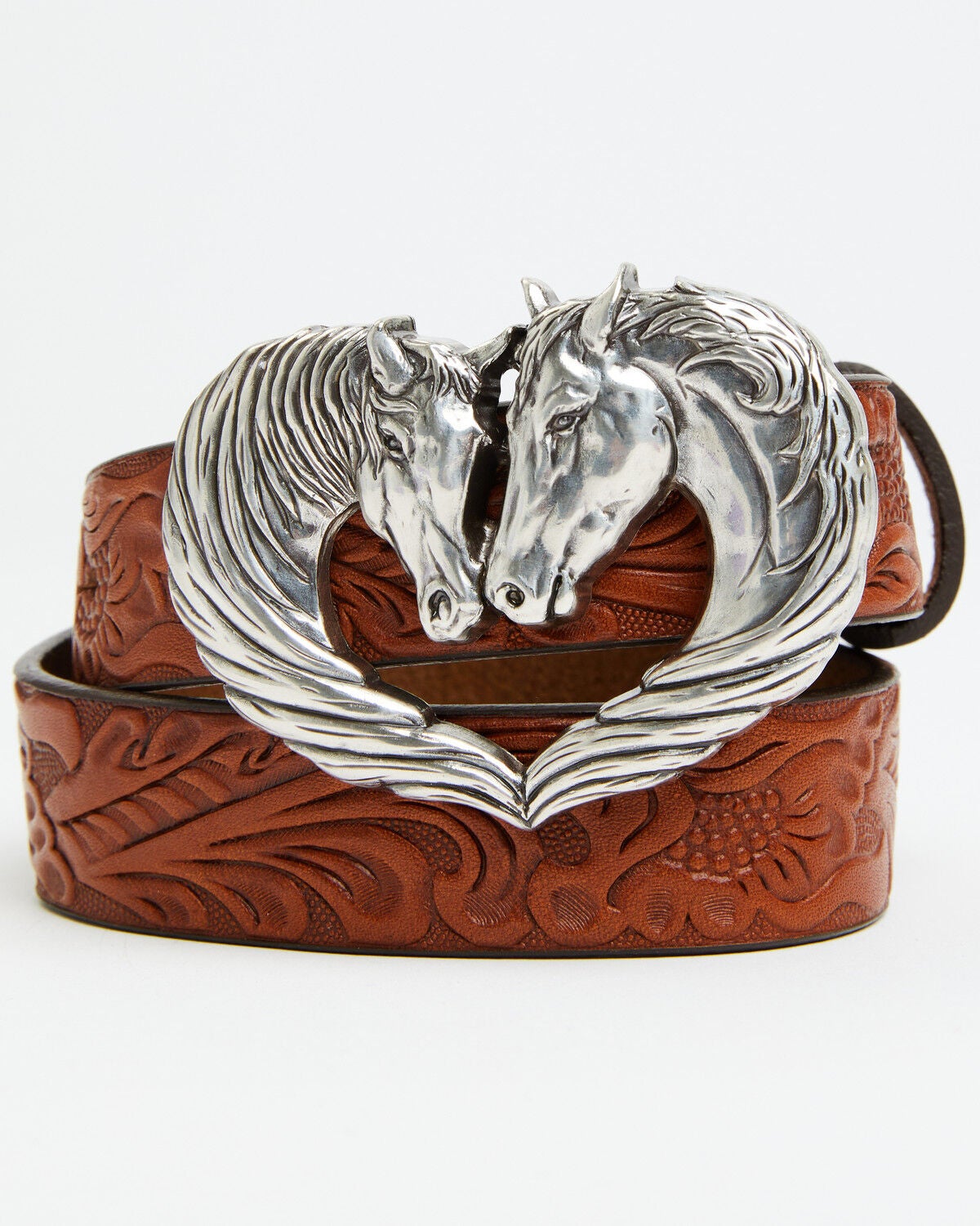 Image #1 - Justin Girls' Spirit Heart Horse Western Belt, Tan, hi-res