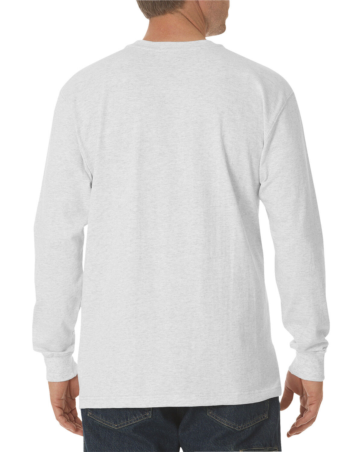 Image #2 - Dickies Men's Heavy Weight Crew Long Sleeve Tee - Big & Tall, Ash Grey, hi-res