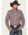 RANK 45 Men's Event Medium Geo Print Long Sleeve Button Down Western Shirt, White, hi-res
