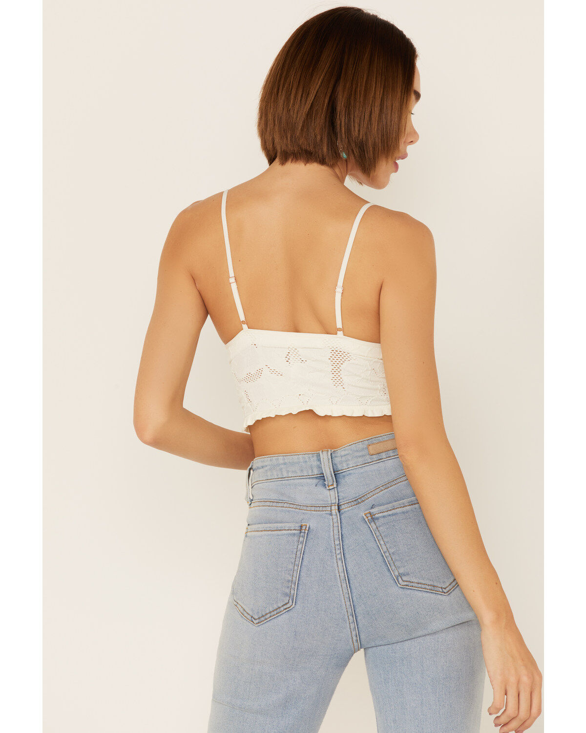 Image #3 - Fornia Women's Seamless Floral Bralette, Ivory, hi-res