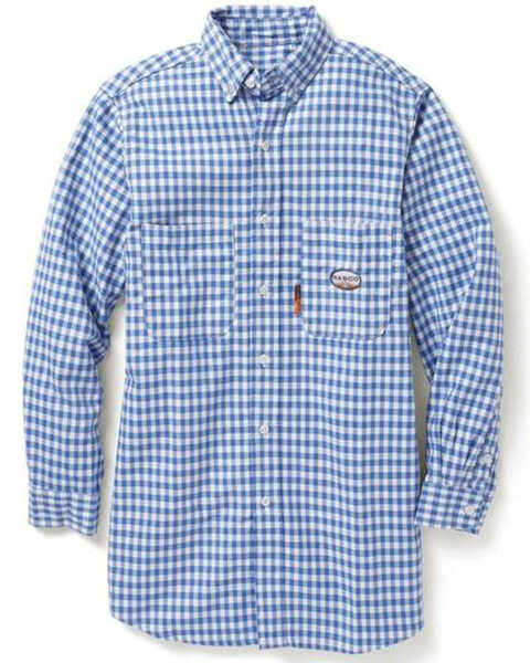 Image #1 - Rasco Men's FR Plaid Print Long Sleeve Button Down Work Shirt , , hi-res