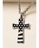 Cody James Men's Stainless Flag Cross, Silver, hi-res