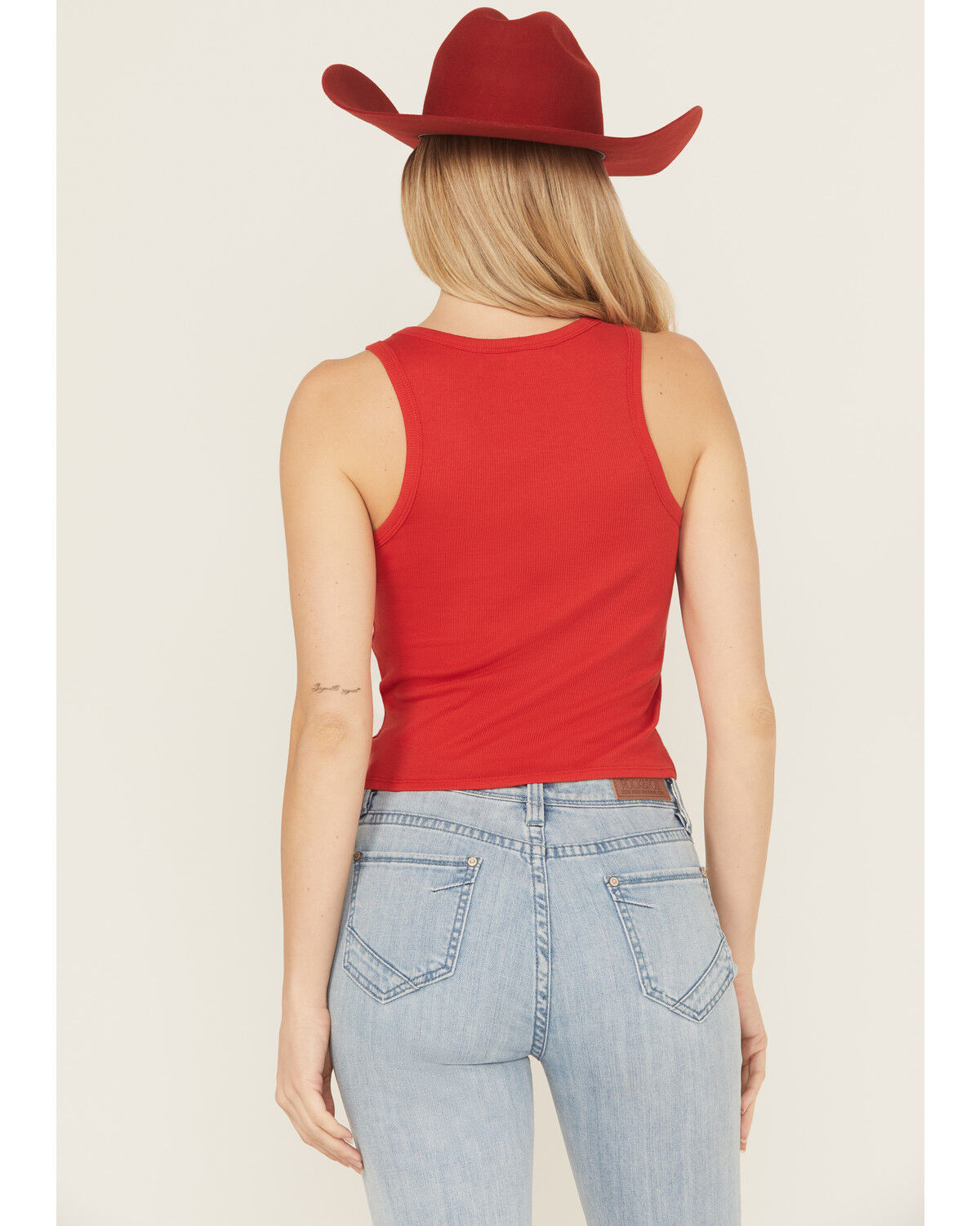 Image #4 - Youth in Revolt Women's Good Hearted Woman Ribbed Tank, Red, hi-res