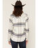 Image #4 - Idyllwind Women's Mayfair Southwestern Plaid Print Long Sleeve Pearl Snap Flannel Shirt, Dusty Blue, hi-res
