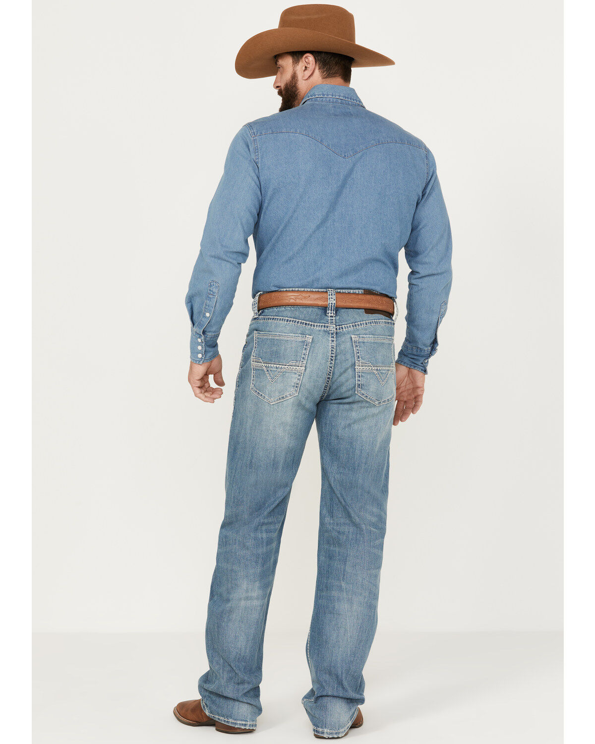 Image #1 - Rock & Roll Denim Men's Double Barrel Light Vintage Wash Relaxed Straight Stretch Jeans, Light Wash, hi-res