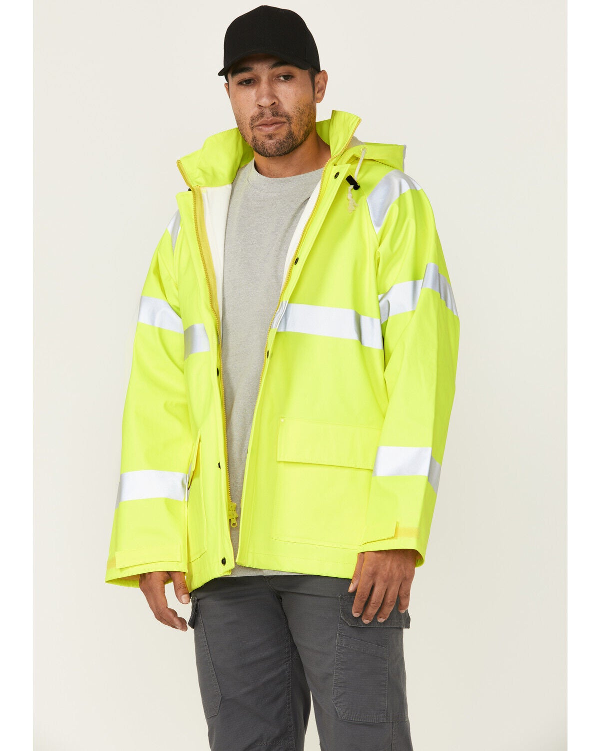 Image #1 - Forge Workwear Men's FR Hi-Vis Rain Work Jacket, Yellow, hi-res