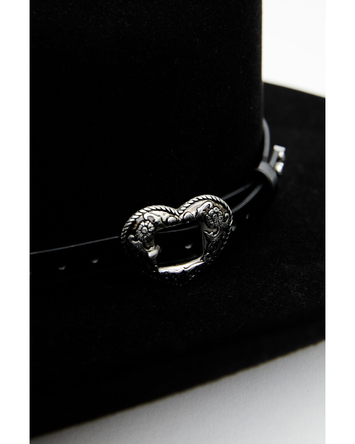 Image #3 - Boot Barn Heart Concho Hat Band, Black, hi-res