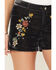 Image #2 - Rock & Roll Denim Women's High Rise Floral Embroidered Velvet Shorts, Black, hi-res