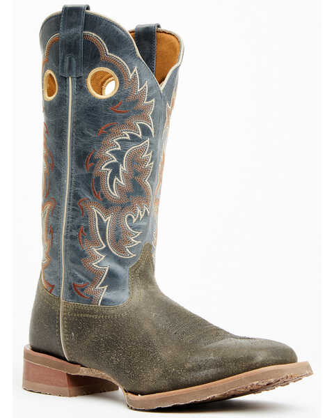 Laredo Men's Peete Western Boots - Broad Square Toe , Grey, hi-res