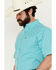 Image #2 - Ariat Men's Jensen Plaid Print Short Sleeve Button-Down Performance Western Shirt, Turquoise, hi-res