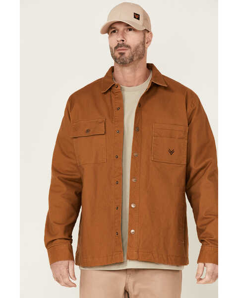 Hawx Men's Rust Copper Ellis Weathered Duck CPO Snap Work Shirt Jacket , Rust Copper, hi-res