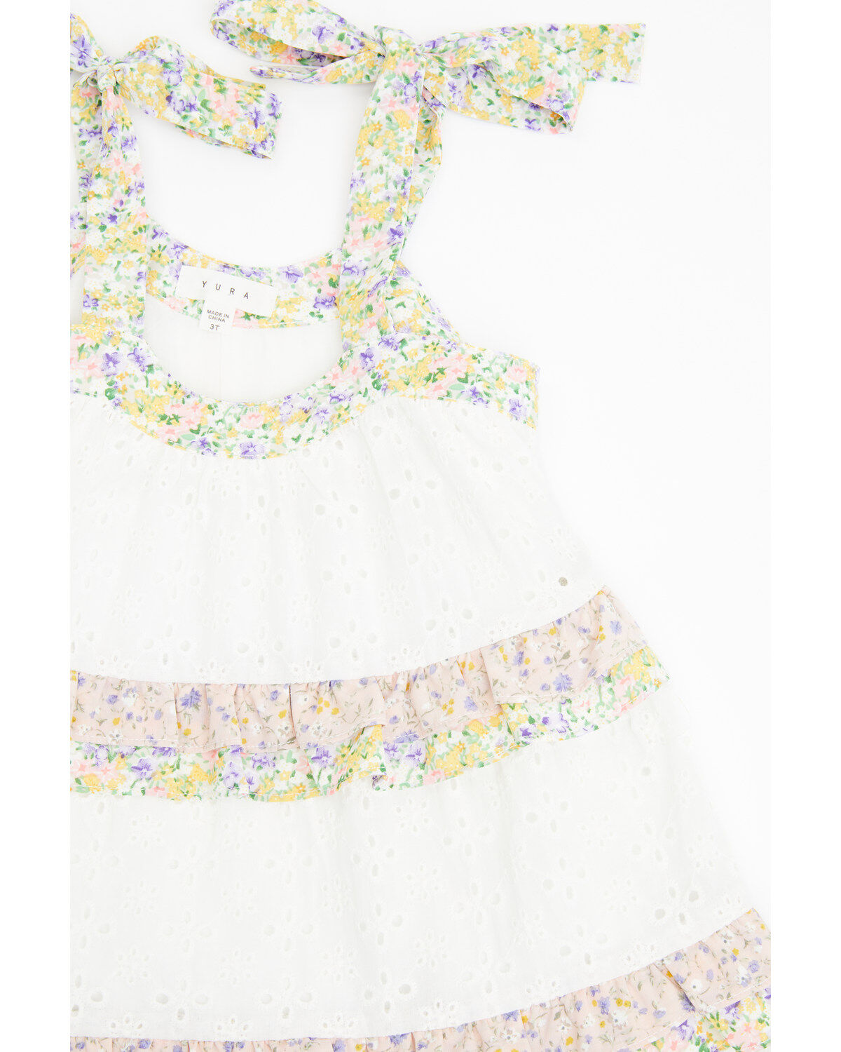 Image #2 - Yura Toddler Girls' Tiered Ruffled Eyelet Dress, White, hi-res