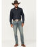 Image #1 - Hooey by Rock & Roll Denim Men's Boot Barn Exclusive Double Barrel Medium Vintage Wash Stackable Bootcut Reflex Denim Jeans, Medium Wash, hi-res
