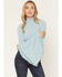 Image #1 - Shyanne Women's Solid Long Bell Sleeve Shirt, Aqua, hi-res