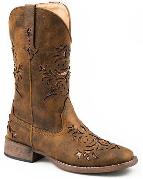 Roper Women's Kennedy Western Boots - Square Toe, Brown, hi-res
