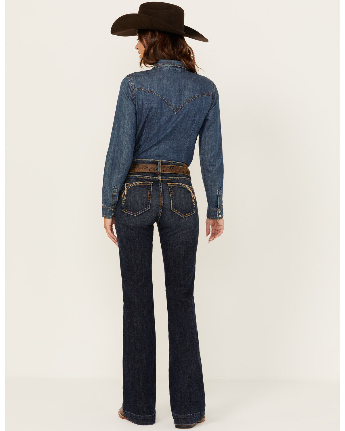 Image #3 - Ariat Women's Dark Wash High Rise Naz Slim Trouser Jeans, Dark Wash, hi-res