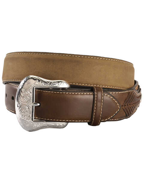 Image #1 - Nocona Concho Billet Leather Belt, Med Brown, hi-res