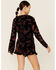 Wild Moss Women's Floral Burnout Velvet Romper, Black, hi-res