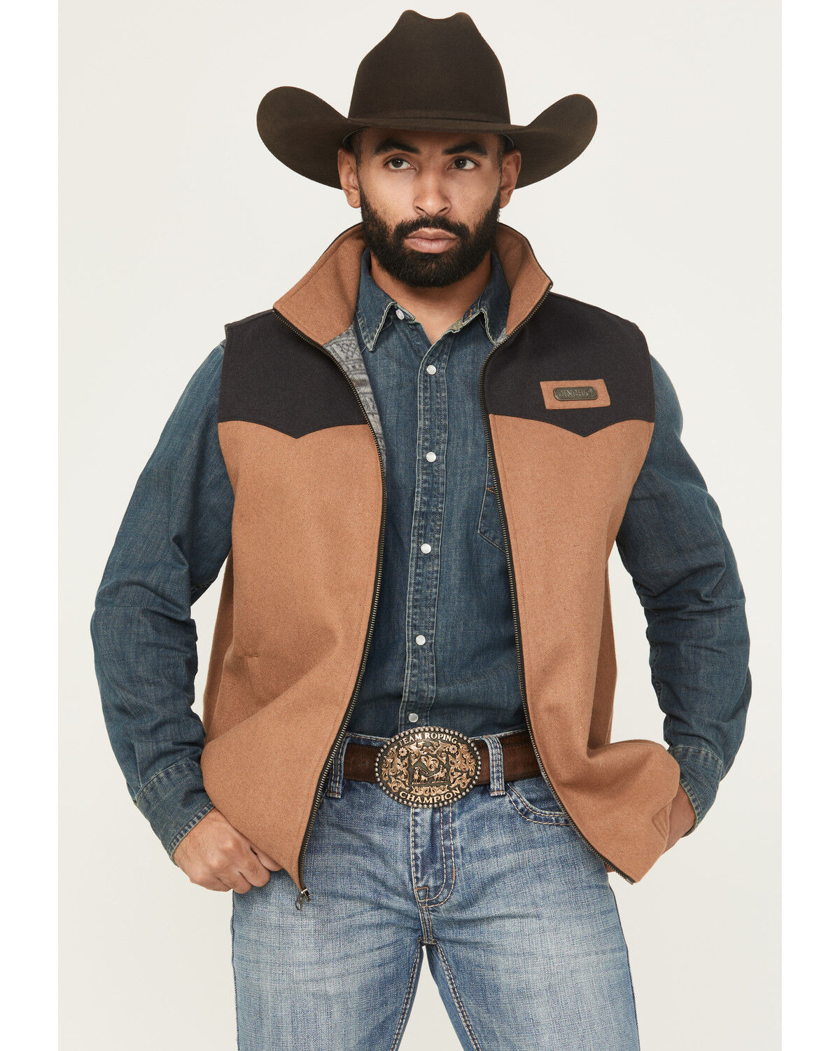 Image #1 - Cinch Men's Wooly Concealed Carry Vest - Big, Brown, hi-res
