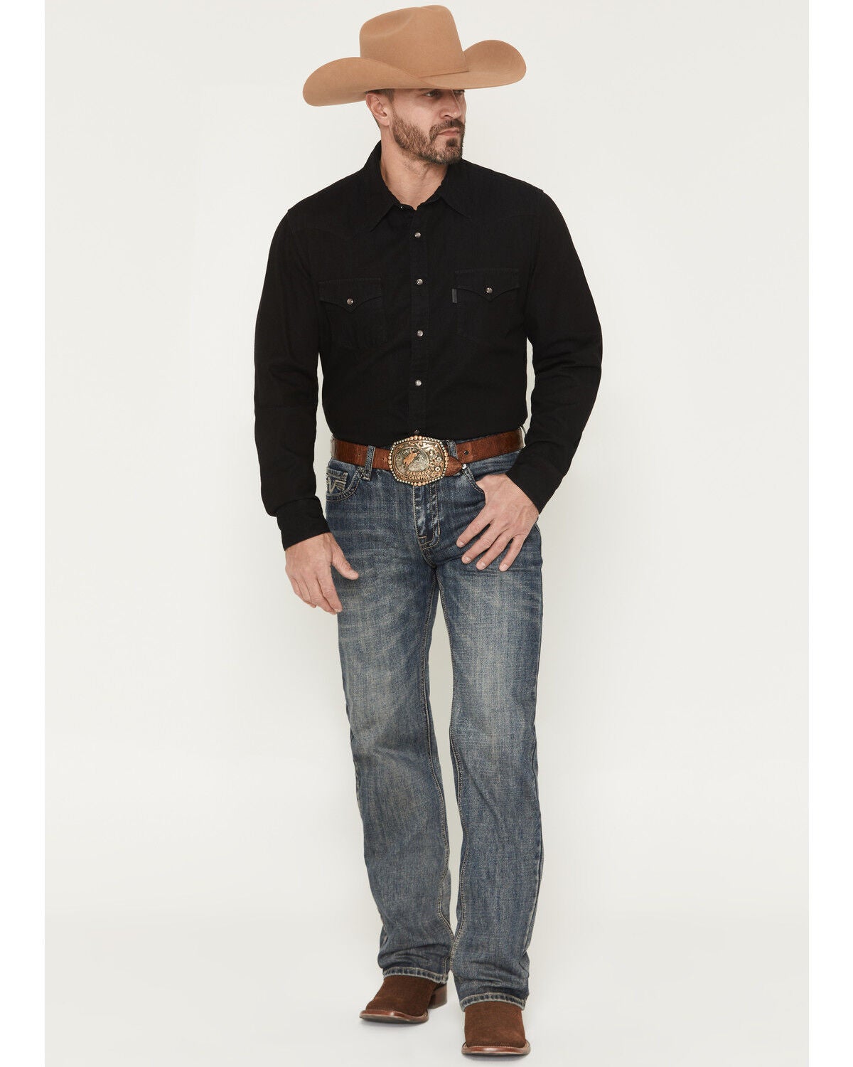 Rock & Roll Denim Men's Double Barrel Medium Wash Relaxed Straight Boot Denim Jeans, Medium Wash, hi-res