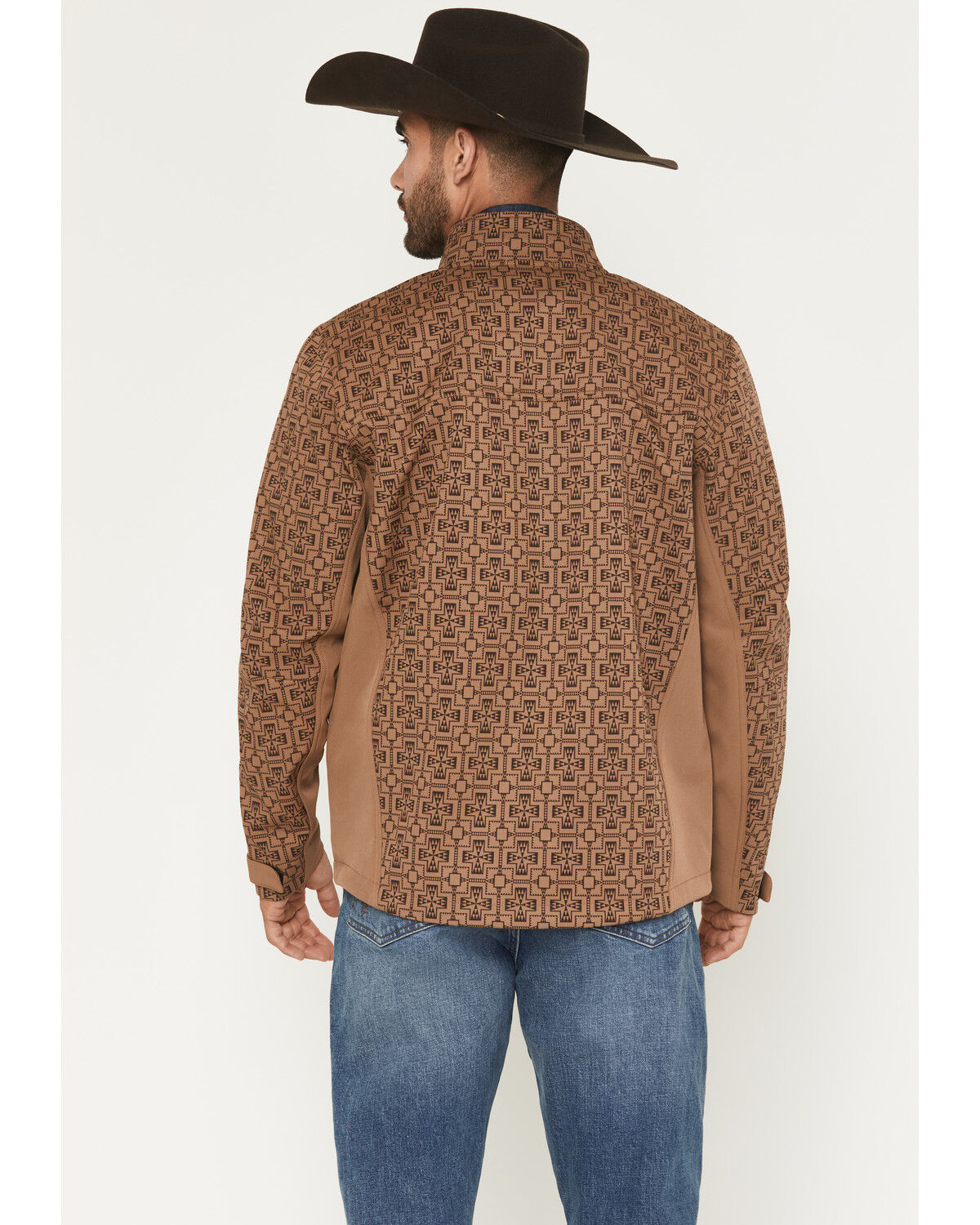 Image #4 - RANK 45® Men's Monroe Southwestern Color Block Softshell Jacket, Lt Brown, hi-res