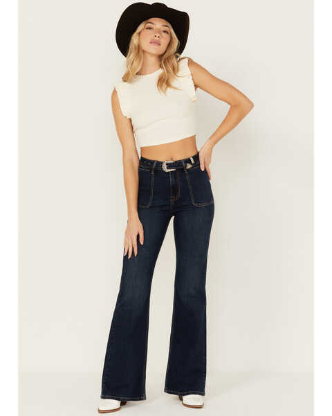 Rock & Roll Denim Women's Bargain Bell Stripe Flare Jeans