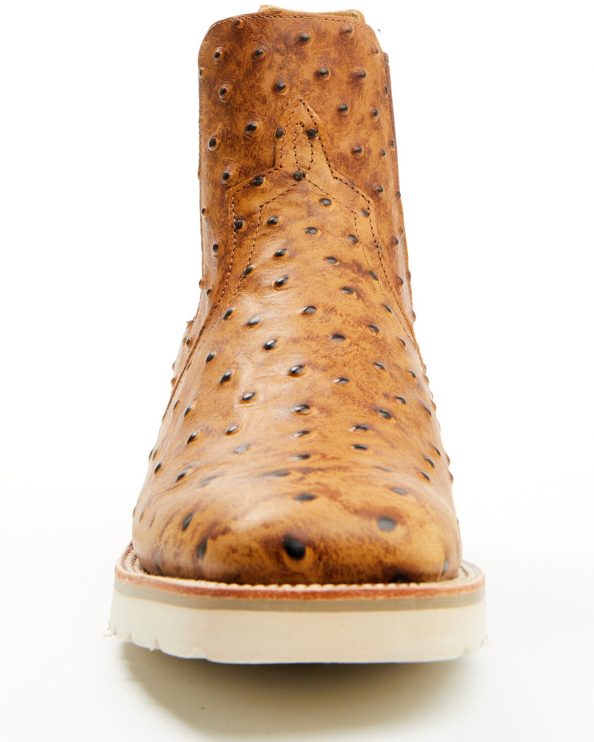 Image #4 - Horse Power Men's Saddle Ostrich Print Chelsea Boots - Square Toe, Tan, hi-res