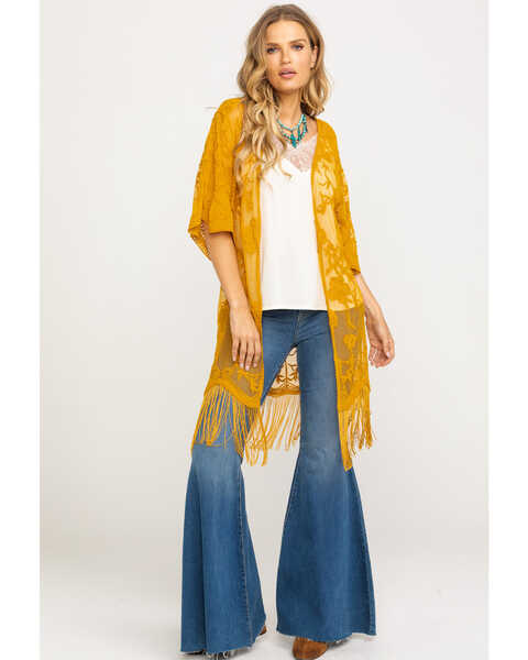 Image #6 - Jody of California Women's Lace Fringe Hem Kimono , , hi-res