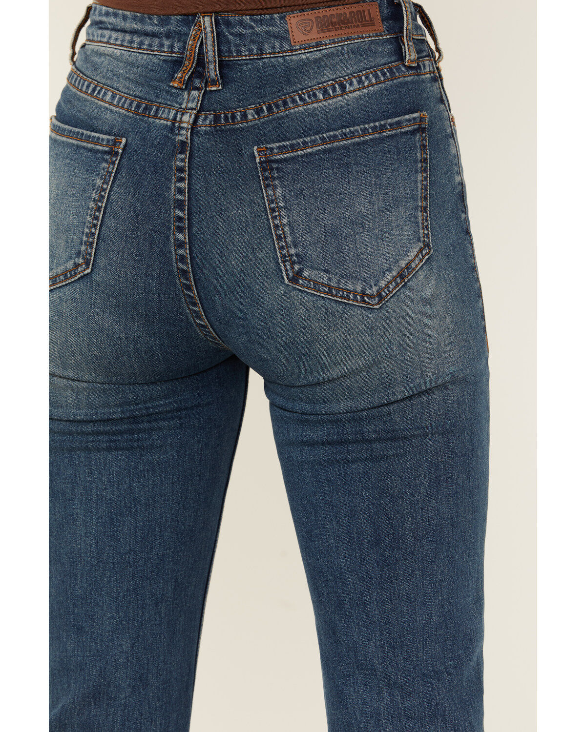 Image #3 - Rock & Roll Denim Women's Medium Wash High Rise Extra Stretch Trouser Jeans, Medium Wash, hi-res