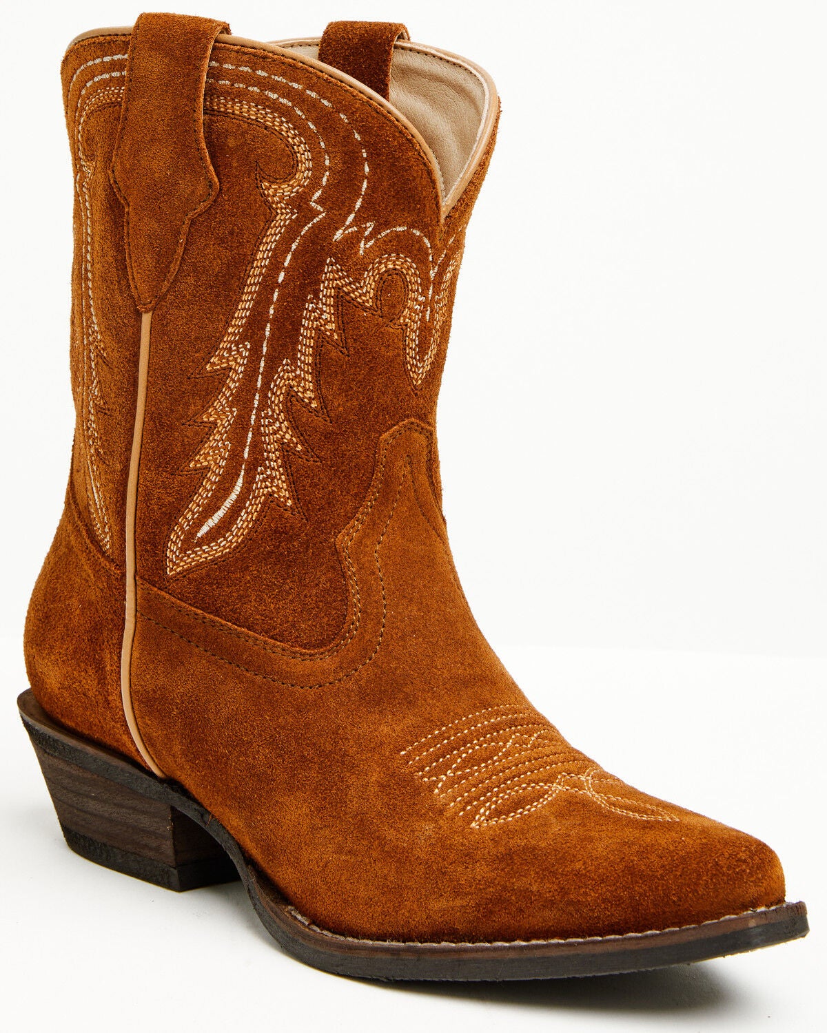 Shyanne Women's Ricki Suede Booties - Snip Toe, Rust Copper, hi-res