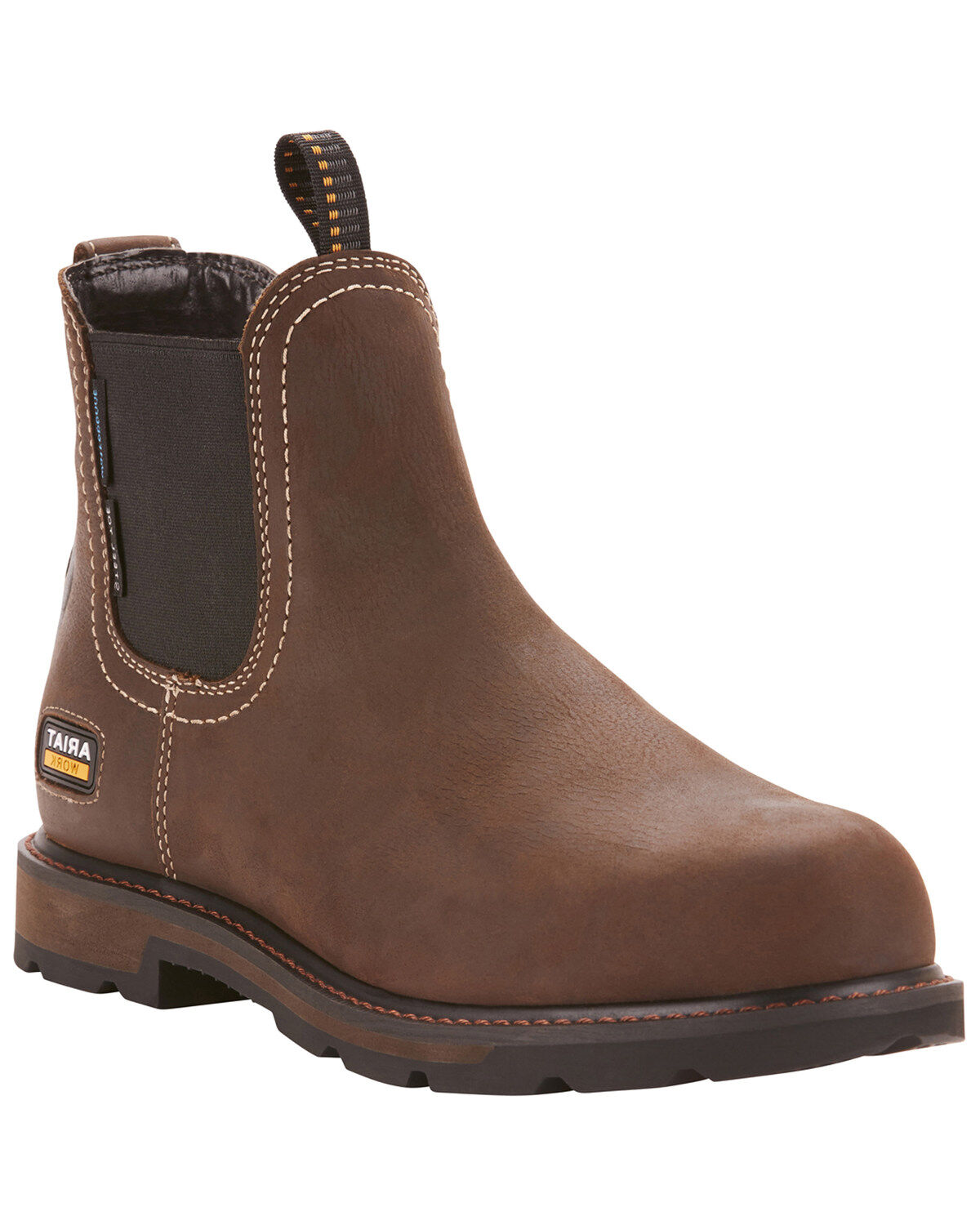 Image #1 - Ariat Men's Groundbreaker Chelsea Waterproof Work Boots - Steel Toe, Dark Brown, hi-res