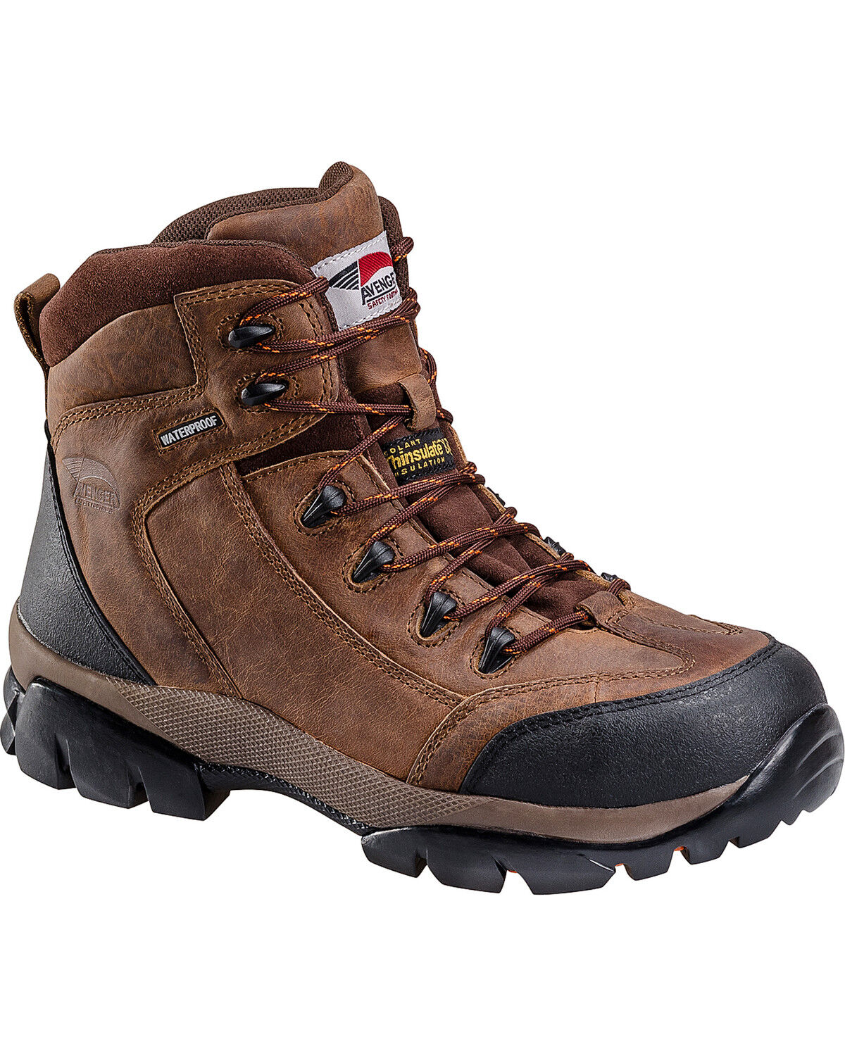 Image #1 - Avenger Men's Insulated Composite Toe Lace Up Work Boots, Brown, hi-res