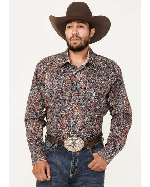 Roper Men's Amarillo Paisley Print Long Sleeve Snap Western Shirt, Multi, hi-res